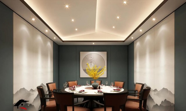 饭店设计图片,建议采用一体化设计增添可变形家具和灯饰
