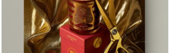 Balmain X Trudon 联名限量款香氛，红金条纹衬托浓浓节日气氛