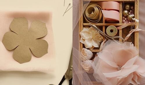 甜美女孩手工DIY一朵华丽的雪纺花朵