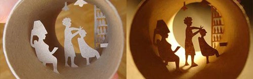 废弃纸筒中诞生出来的剪纸艺术品