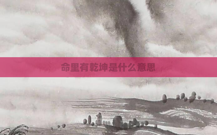 命里有乾坤是什么意思