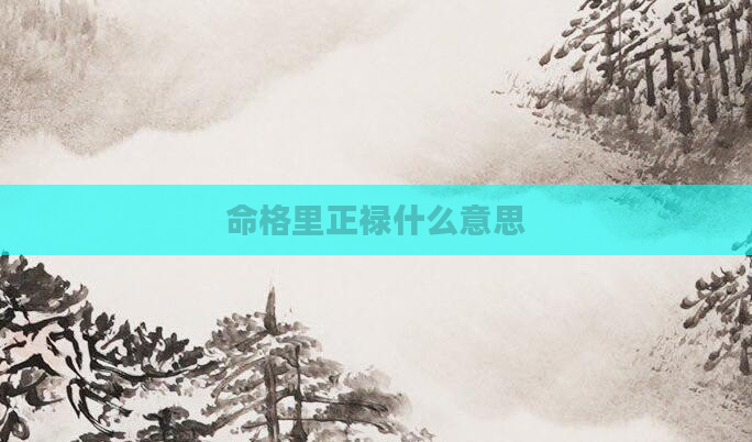 命格里正禄什么意思