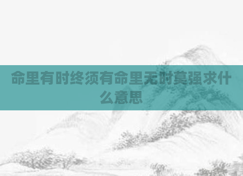 命里有时终须有命里无时莫强求什么意思