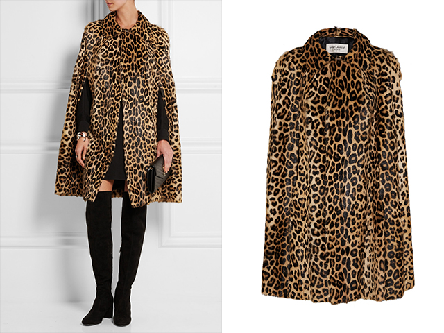 豹纹印花山羊毛披风 Saint Laurent