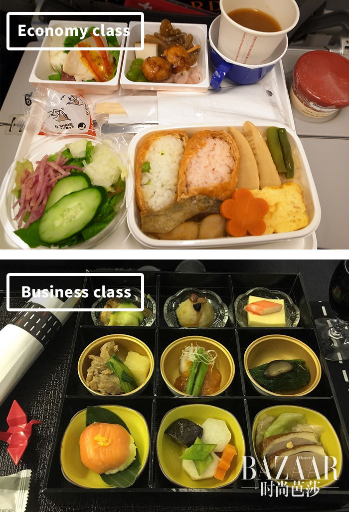 坐到商务舱原来就有日式精緻摆盘了