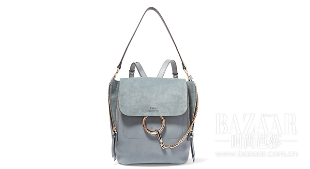 皮革绒面革中号双肩包 Chloé